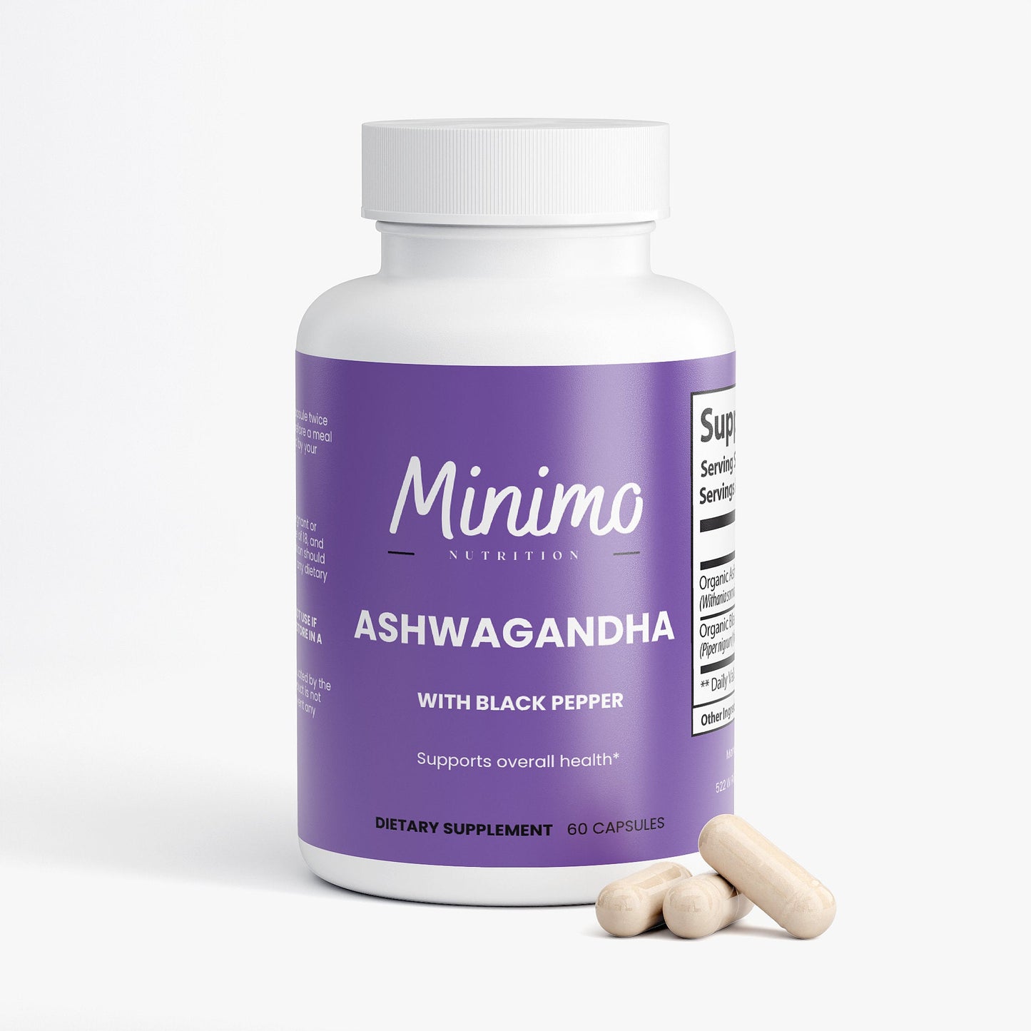 Organic Ashwagandha with Black Pepper, 60 ct.