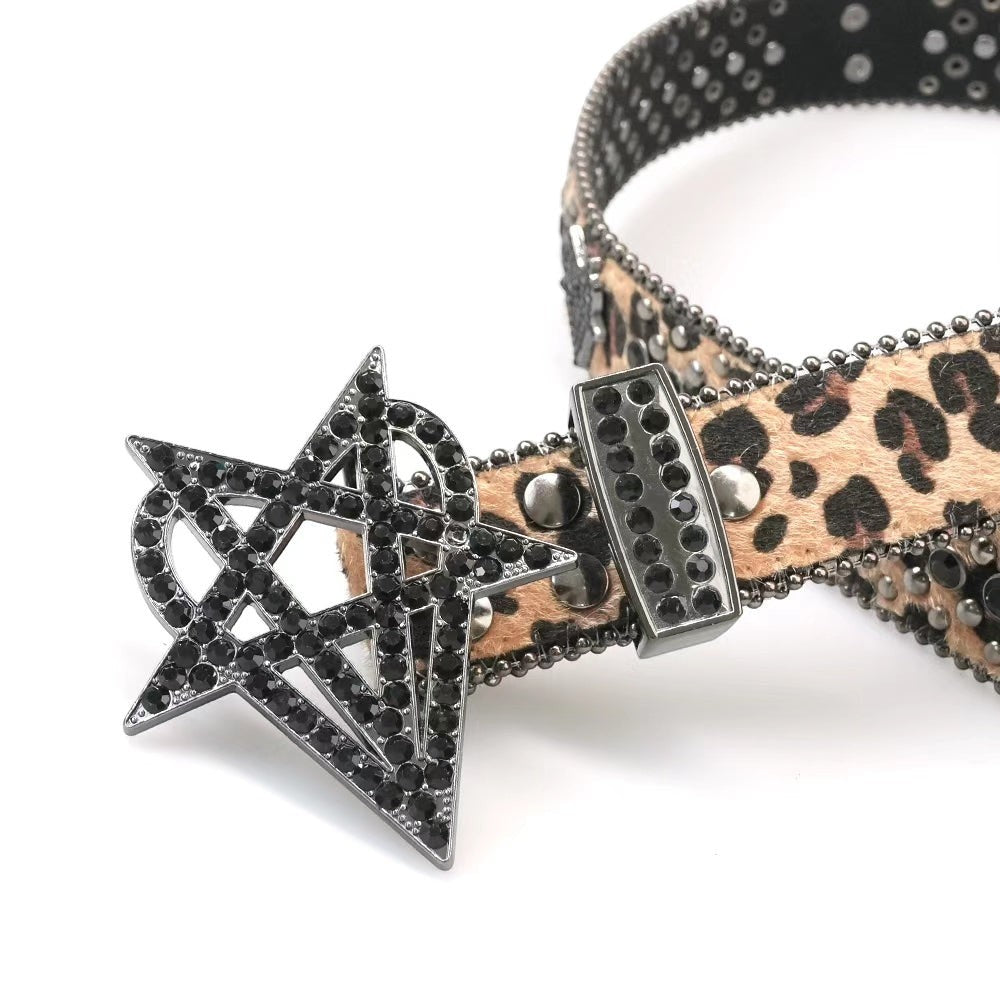 "OVD STUDDED BELT" - DRKLEOPARD