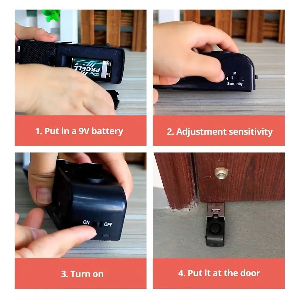 Wireless Door Stopper Security Alarm (2-Pack) – 120dB Wedge Door Stop