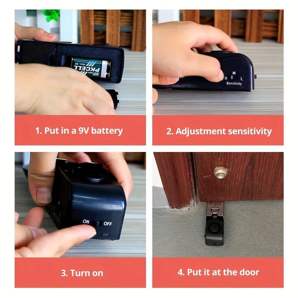 Wireless Door Stopper Security Alarm (2-Pack) – 120dB Wedge Door Stop