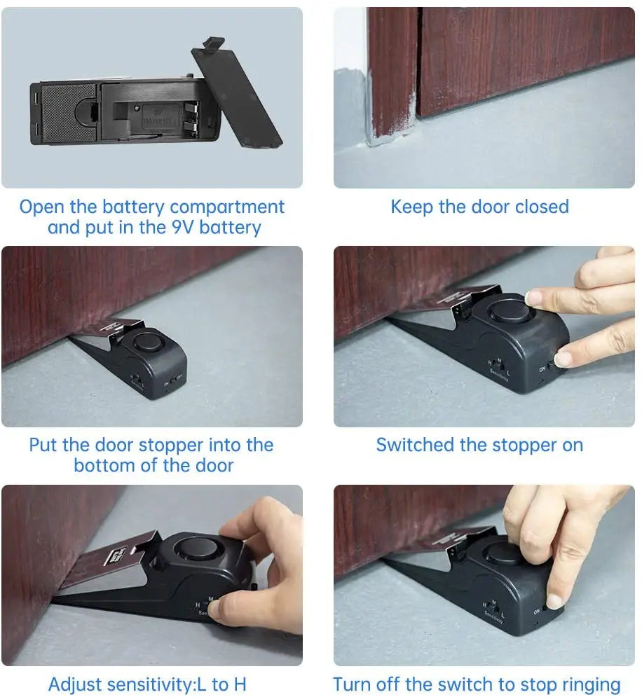 Portable Door Stopper Security Alarm – 120dB Wedge Door Stop