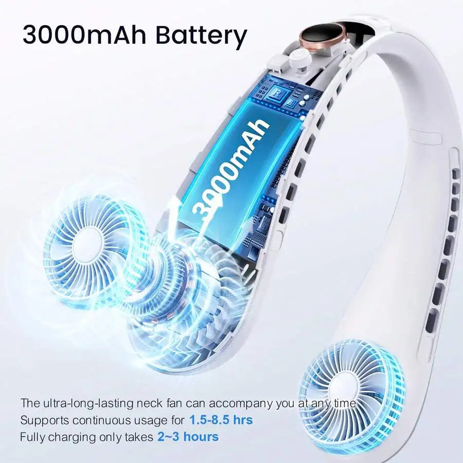 1pc Neck Hanging Fan, Bladeless Neck Fan, 1500mAh Battery Capacity Upgraded Version, Long-Lasting Battery Life
