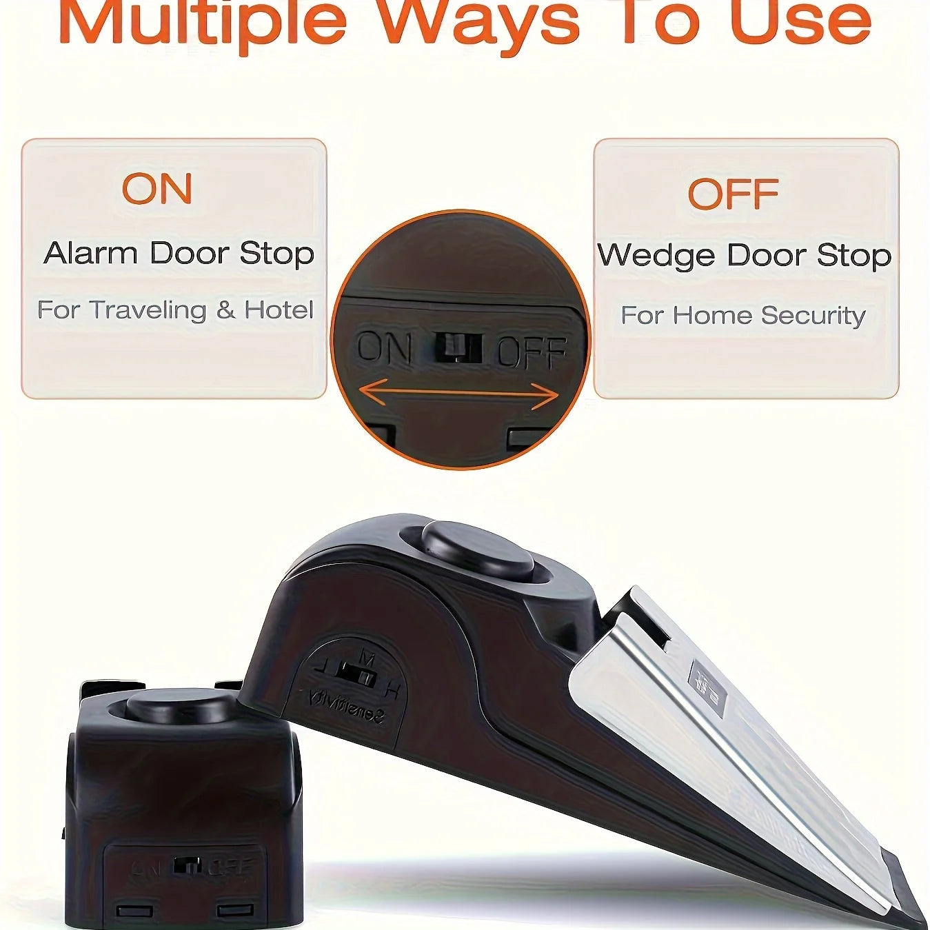 Wireless Door Stopper Security Alarm (2-Pack) – 120dB Wedge Door Stop